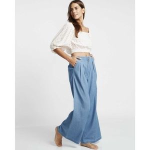 Billabong | Big Trip Indigo Pleated Wide-Leg Pants Nwot